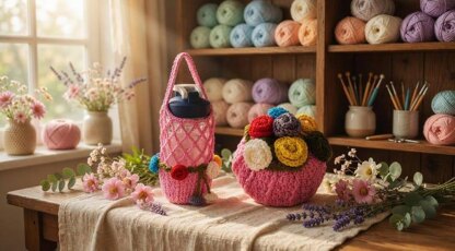 Crochet Flower Bouquet Bottle Cover Pattern PDF & Video Tutorial