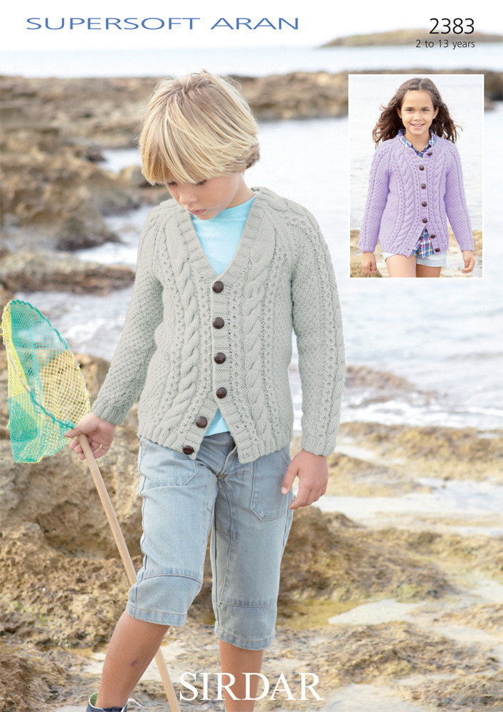 Girl's and Boy's Cardigans in Sirdar Supersoft Aran 2383