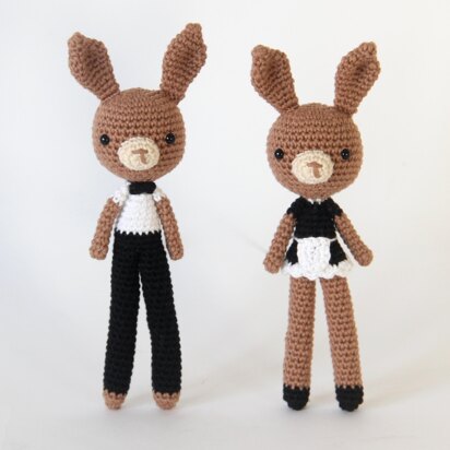 Costume Bunny Waiter Waitress Amigurumi Crochet Pattern Set