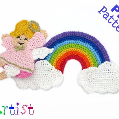 Angel rainbow crochet applique pattern