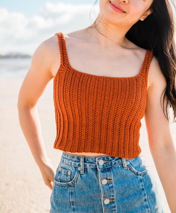 Terracotta Ribbed Crop Top