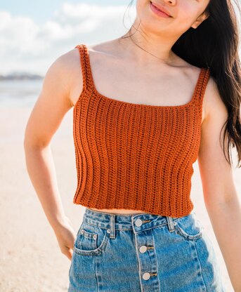 Terracotta Ribbed Crop Top