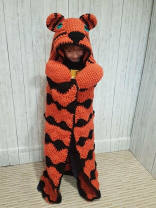 2in1 Safari Tiger Hooded Blanket