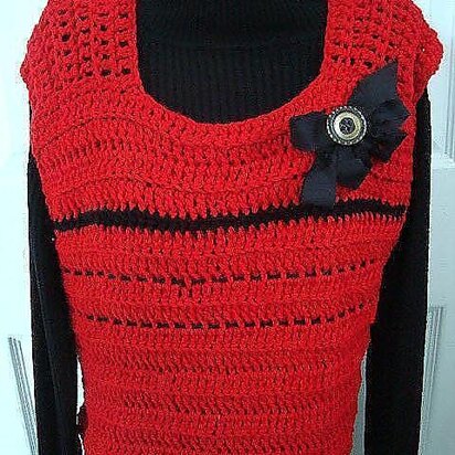 715 red crochet vest, baby to adult plus size