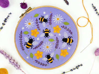 Oh Sew Bootiful Bees and Lavender Printed Embroidery Kit