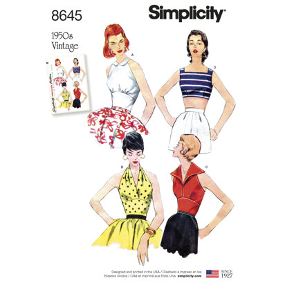 Simplicity 8645 Women's Vintage Tops - Sewing Pattern