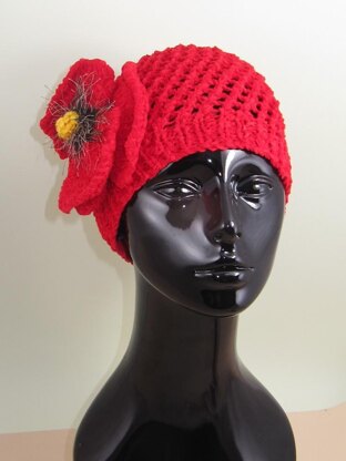 Big Poppy Chunky Lace Skullcap Hat