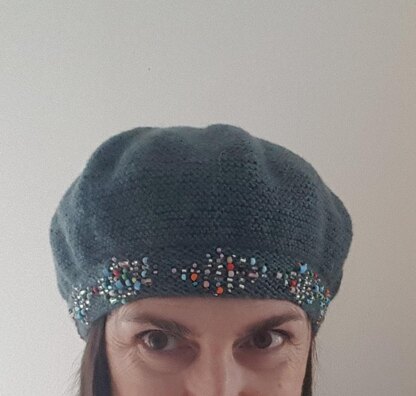 Mosaic beaded beret and scarf