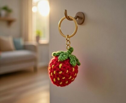 Crochet Strawberry Keychain Pattern – PDF + Video Tutorial