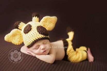 Baby Giraffe Hat Pants Diaper Cover - Bailey Set