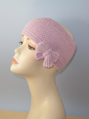 Tie Up Bow Moss (Seed) Stitch Headband Circular Knitting Pattern