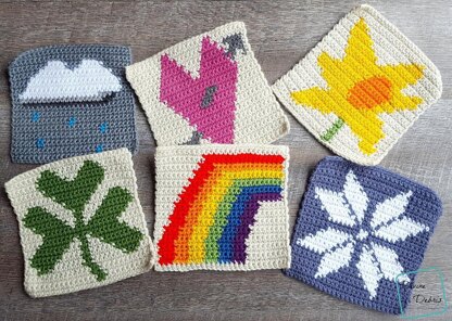 8" Tapestry Rainbow Afghan Square