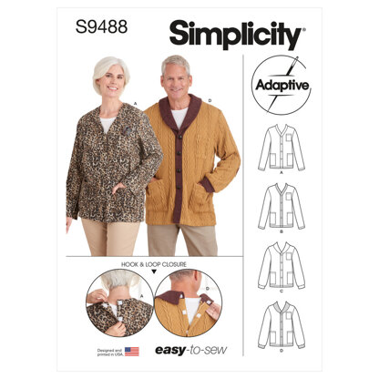 Simplicity Unisex Adaptive Strickjacke S9488 - Schnittmuster