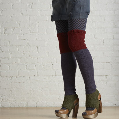 Color Block Thigh Highs in Lion Brand Wool-Ease - 70719AD