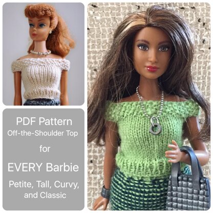 Curvy Barbie Off the shoulder top ALL Sizes Knitting pattern by MettaCreative LoveCrafts