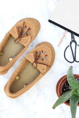 Crochet Moccasins with Flip Flop Soles
