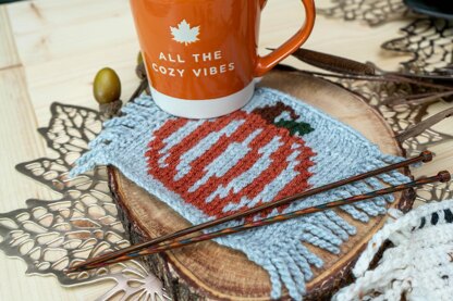 Pumpkin Mug Rug Knit