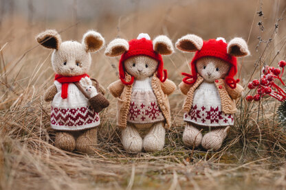 Bunny in a dress. Christmas bunnies.