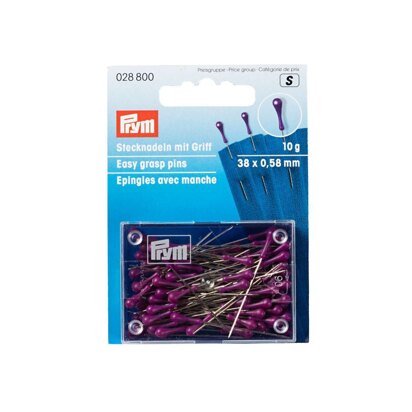 Prym Easy Grasp Pins 38 x 0.58 mm Silver-Coloured Purple