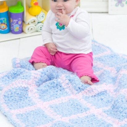 Simple Squares Blanket in Red Heart Baby Clouds - WR2069