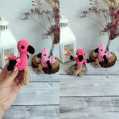 Mini Flamingo, Crochet Keychain, Car Decor, bird crochet pattern