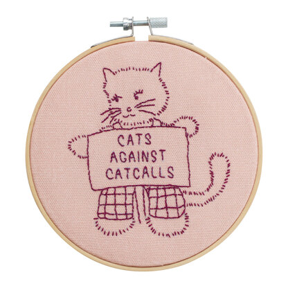 Cotton Clara Cats Against Catcalls Embroidery Kit - 13cm 