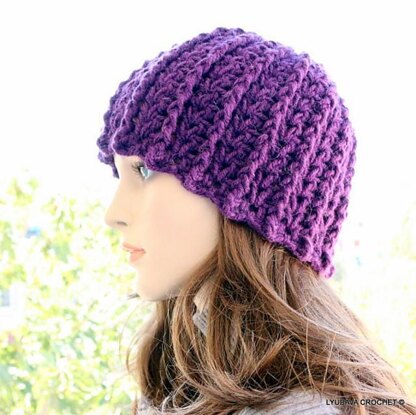 Crochet Warm Purple Hat For Women & Girls