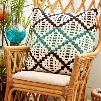 Knit Diamond Mosaic Cushion Cover in Bernat Blanket - Downloadable PDF