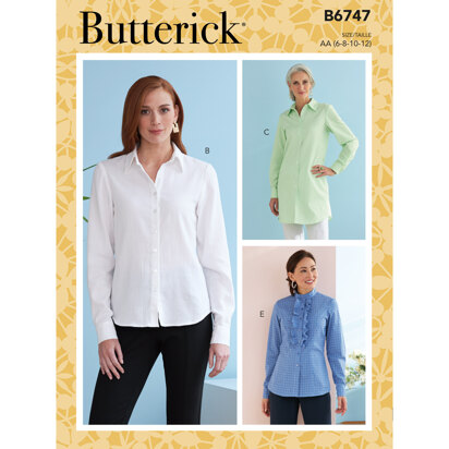 Butterick Misses' Button-Down Collared Shirts B6747 - Sewing Pattern