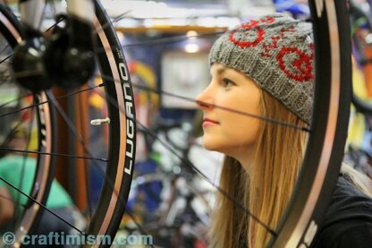 Bicycle Patterned Knit Hat