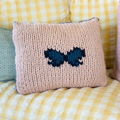 Butterfly Pillow in Lion Brand Touch of Alpaca Thick & Quick - M22084 TATQ - Downloadable PDF