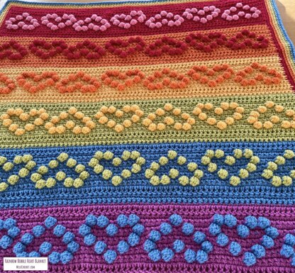 Rainbow Bobble Heart Blanket