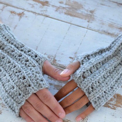 Knit look fingerless mittens (woman & man)