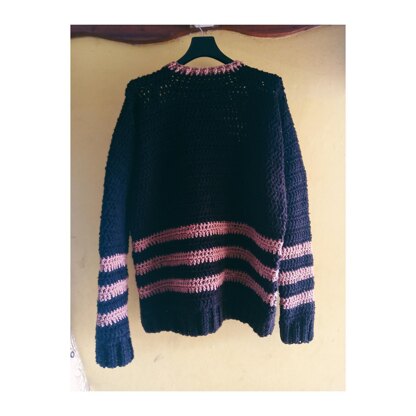 Men's striped crochet sweater