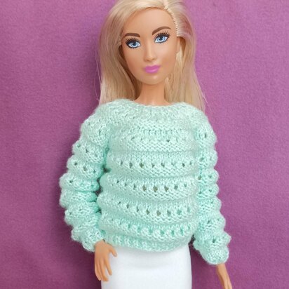 Mint Openwork Sweater for fashion dolls