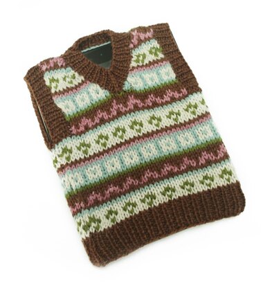 Tablet (iPad) Fair Isle Tech Vest in Lion Brand Wool-Ease - L20352