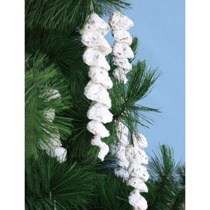 Icicle Ornaments in Bernat Happy Holidays Prints