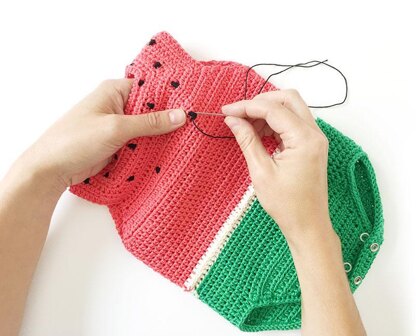 6-12 months - Crochet Watermelon Romper