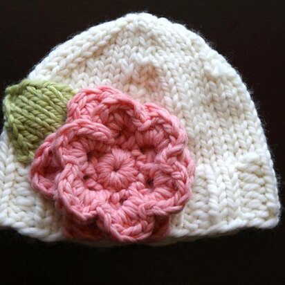 Bulky Knit Hat with Flower
