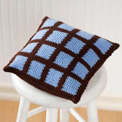 Crochet 2-Color Pillow in Red Heart Designer Sport - WR1090 - Downloadable PDF