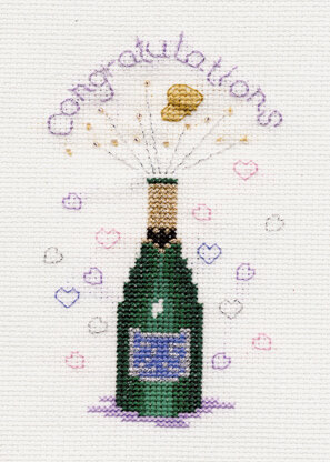 Derwentwater Designs Champagne Greeting Card Cross Stitch Kit - 12.5cm x 18cm