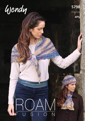 Hat, Shawl and Cravat in Wendy Roam Fusion 4 Ply - 5798