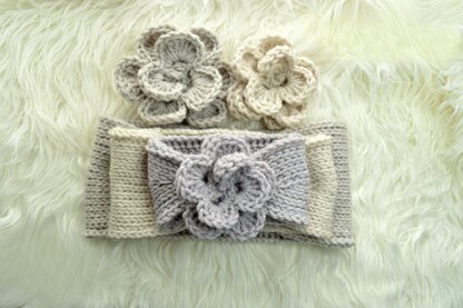 Cozy Flower Headband Tunisian Crochet