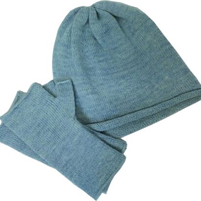 Simple Machine knit Hats & Fingerless Gloves