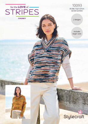 Poncho and Sweater in Stylecraft For the Love of Stripes - 10093 - Downloadable PDF