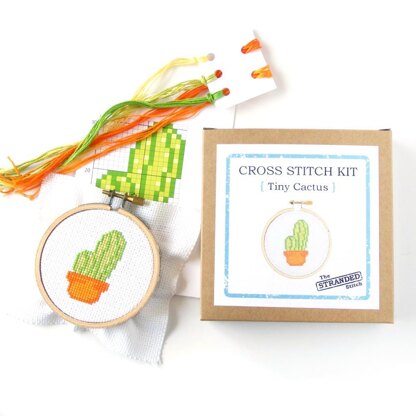 The Stranded Stitch Tiny Cactus Cross Stitch Kit - 3 inches