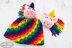 C2C Rainbow Hat with Unicorn Pom Pom