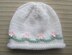 White Hat with Pink Flowers for a Girl in Sizes 6 months and 2-4 years