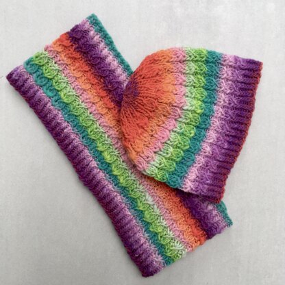 Rainbow Galaxy Hat and Cowl