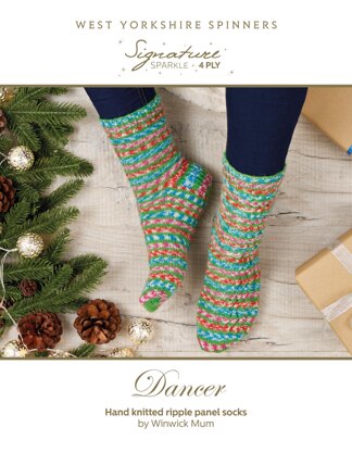 Dancer Ripple Panel Socks in Signature 4ply Fairy Lights in West Yorkshire Spinners - DBP0092 - Downloadable PDF
